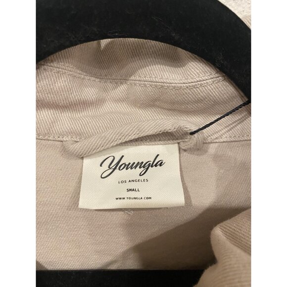YoungLA Jacket Womens Small Beige Cropped Utility Cotton Drawstring Waist New - Picture 3 of 6